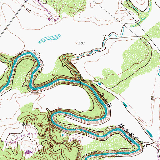 Topographic Map of Canoe Creek, TX