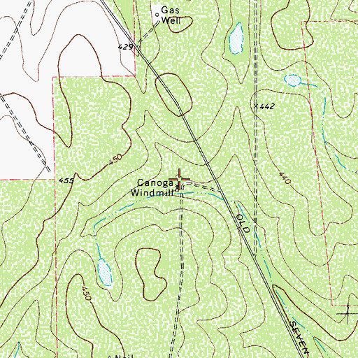 Topographic Map of Canoga Windmill, TX