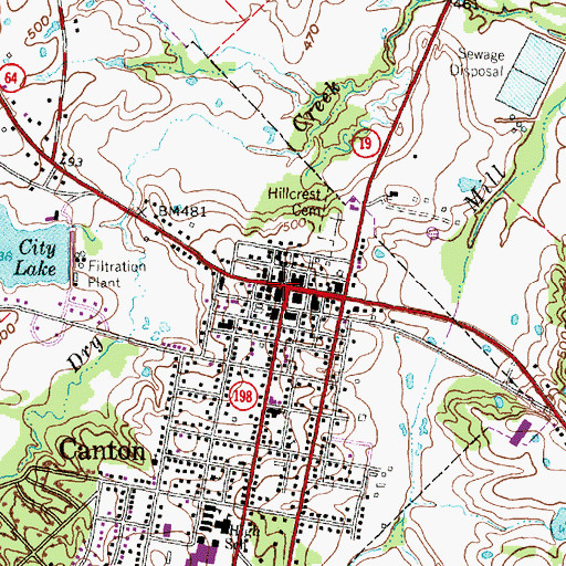 Topographic Map of Canton, TX