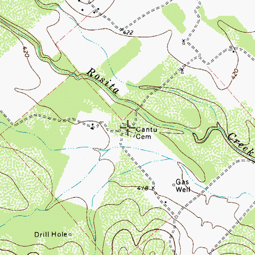 Topographic Map of Cantu Cemetery, TX