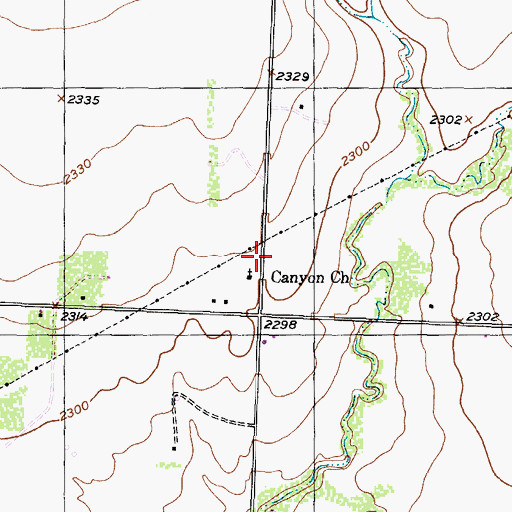 Topographic Map of Canyon Church, TX