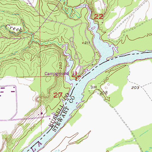Topographic Map of Bluff Creek Access Area, AL