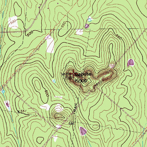 Topographic Map of Capote Knob, TX