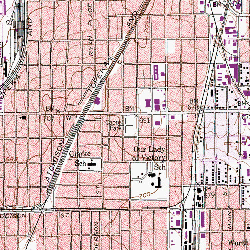 Topographic Map of Capps Park, TX