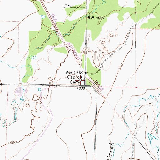 Topographic Map of Capron Cemetery, TX
