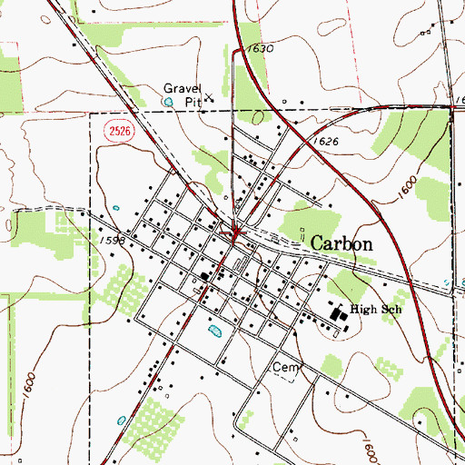 Topographic Map of Carbon, TX