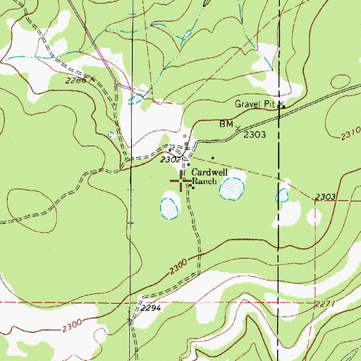 Topographic Map of Cardwell Ranch, TX