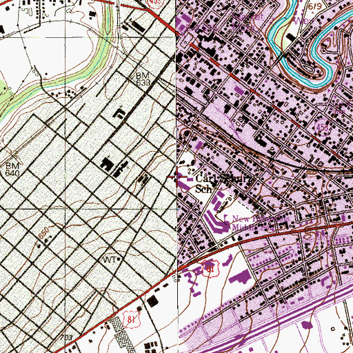 Topographic Map of Carl Schurz School, TX