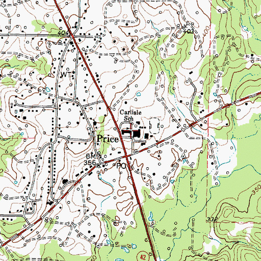 Topographic Map of Carlisle School, TX