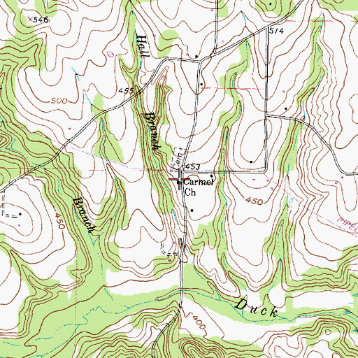 Topographic Map of Carmel Church, TX