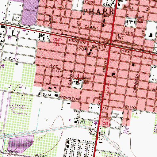 Topographic Map of Carnahan School, TX