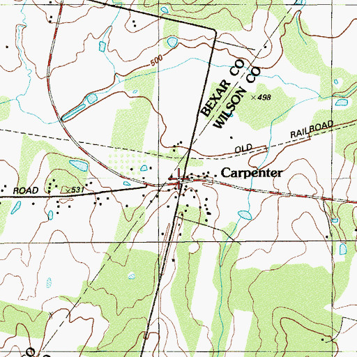 Topographic Map of Carpenter, TX