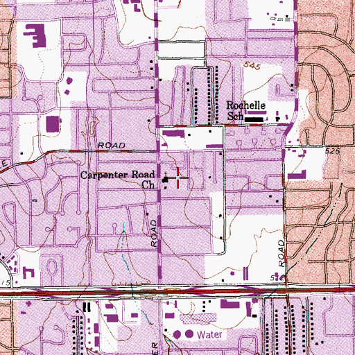 Topographic Map of Carpenter Road Church, TX