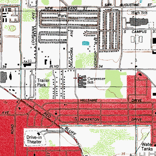 Topographic Map of Carpenter School, TX