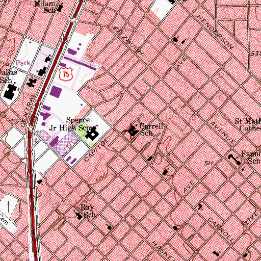Topographic Map of Multiple Careers Magnet Center, TX