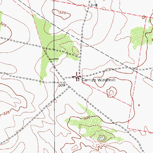 Topographic Map of Carrizo Windmill, TX