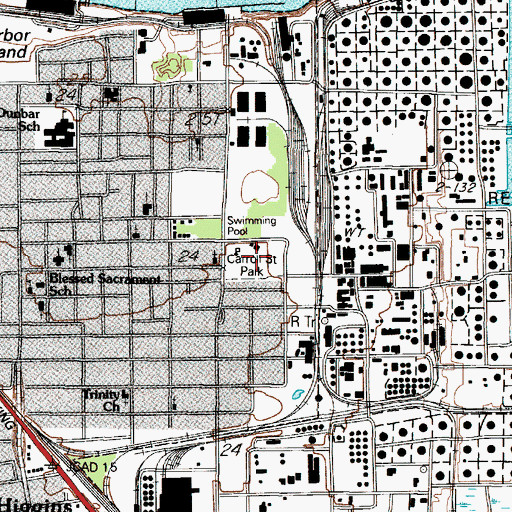 Topographic Map of Carrol Street Park, TX