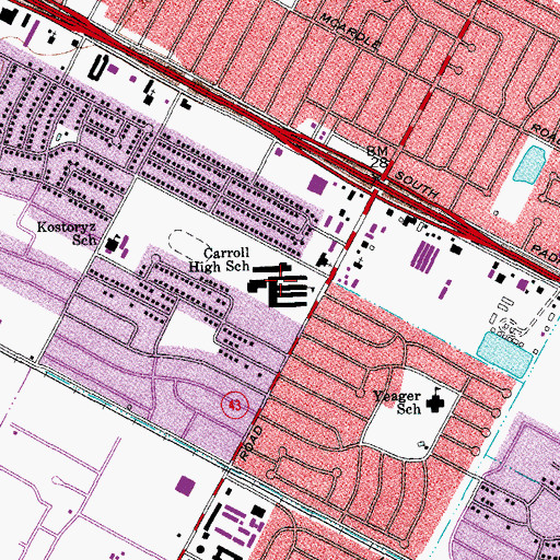 Topographic Map of Carroll High School, TX
