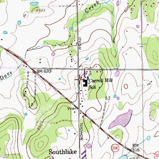 Topographic Map of Carroll Intermediate School, TX