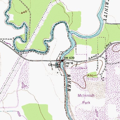 Topographic Map of Carrollton Dam, TX