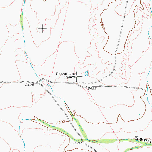 Topographic Map of Carruthers Ranch, TX
