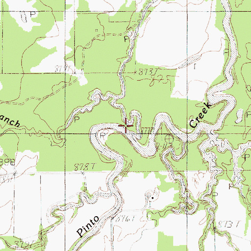 Topographic Map of Carter Branch, TX