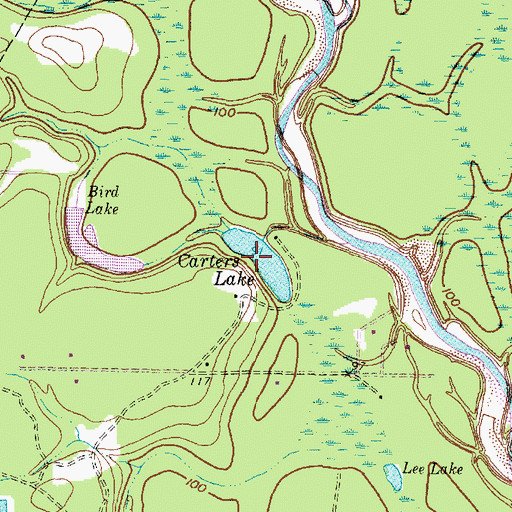 Topographic Map of Carters Lake, TX