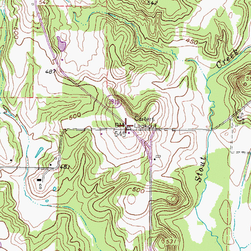 Topographic Map of Carters Lookout, TX