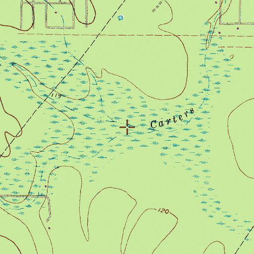 Topographic Map of Carters Slough, TX