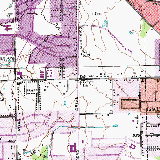 Topographic Map of Carver Cemetery, TX