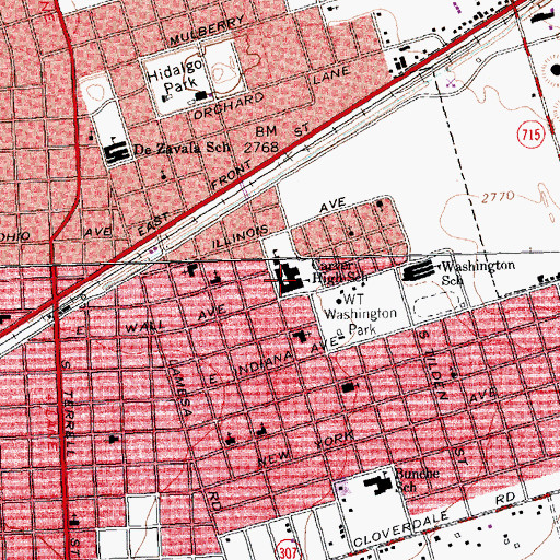 Topographic Map of Carver High School, TX