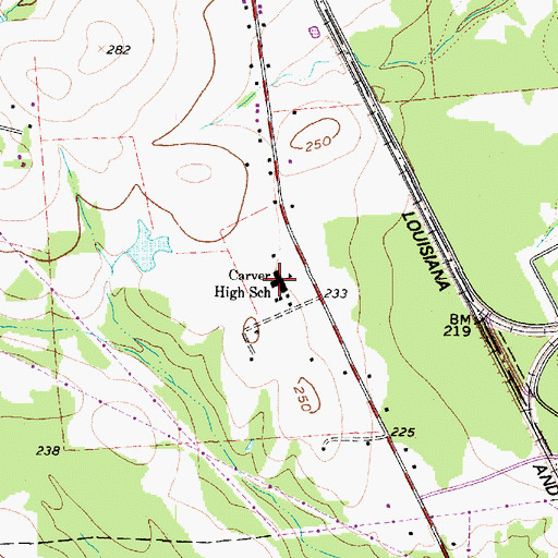 Topographic Map of Carver High School, TX
