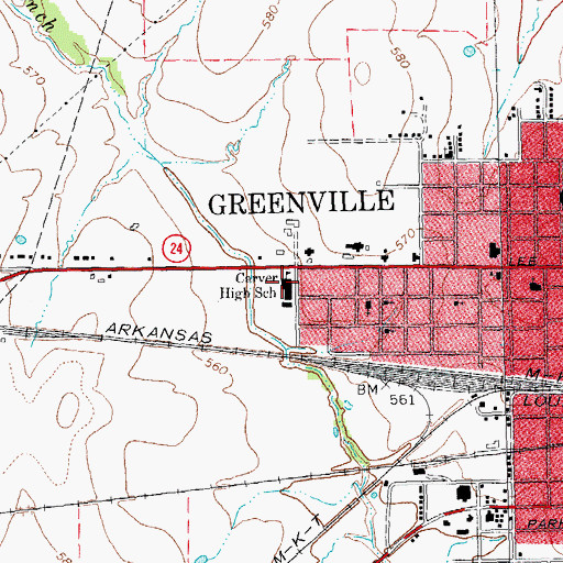 Topographic Map of Carver High School, TX
