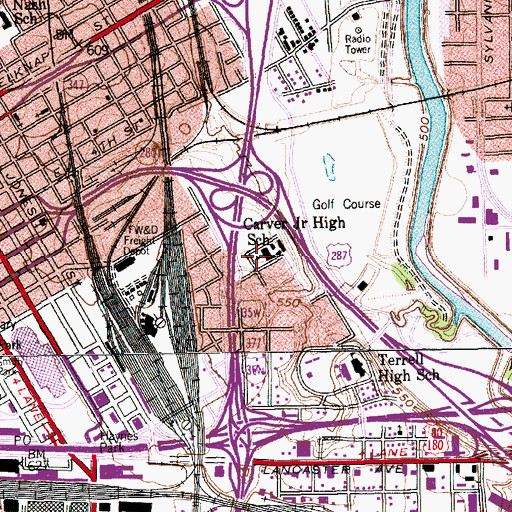 Topographic Map of Carver Junior High School, TX