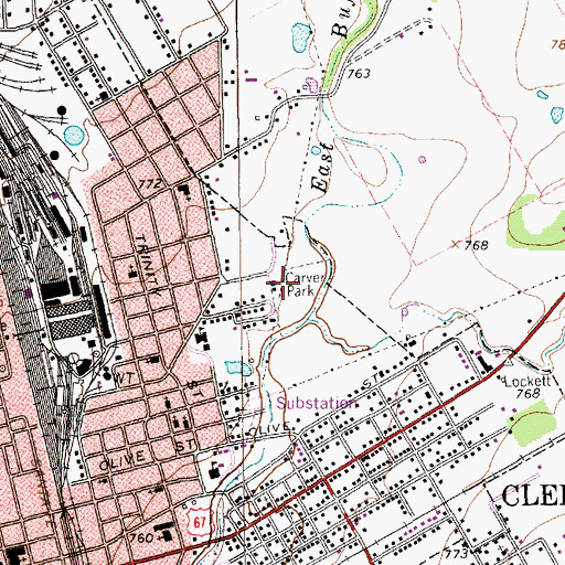 Topographic Map of Carver Park, TX