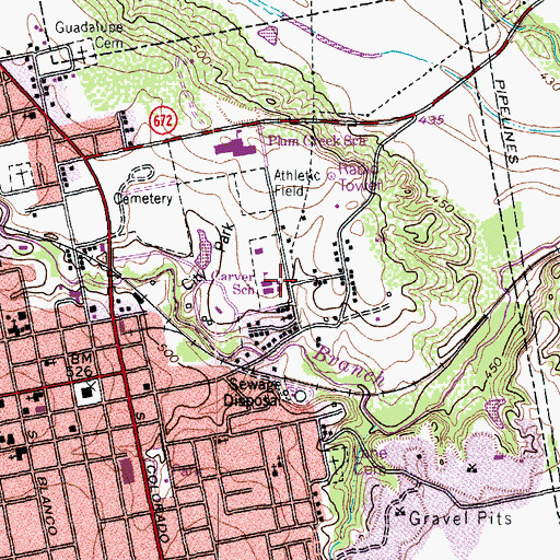 Topographic Map of Carver School, TX