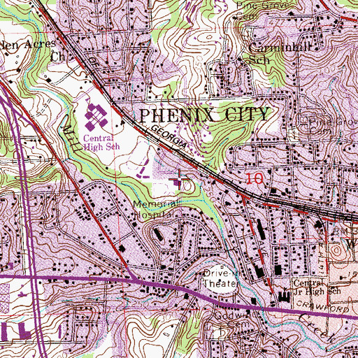 Topographic Map of Cobb Memorial Hospital, AL