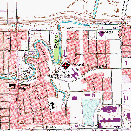 Topographic Map of George Washington Carver Learning Center, TX