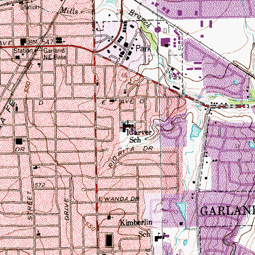 Topographic Map of Carver School, TX