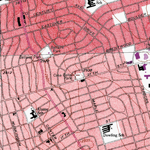 Topographic Map of Casa Bella Park, TX
