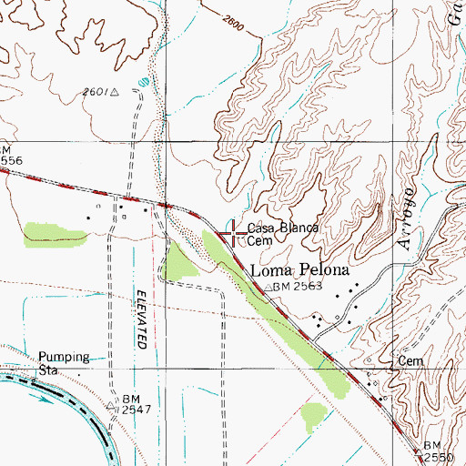 Topographic Map of Casa Blanca Cemetery, TX