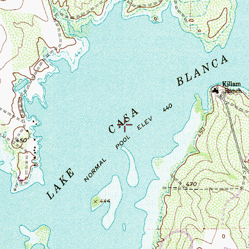 Topographic Map of Lake Casa Blanca, TX