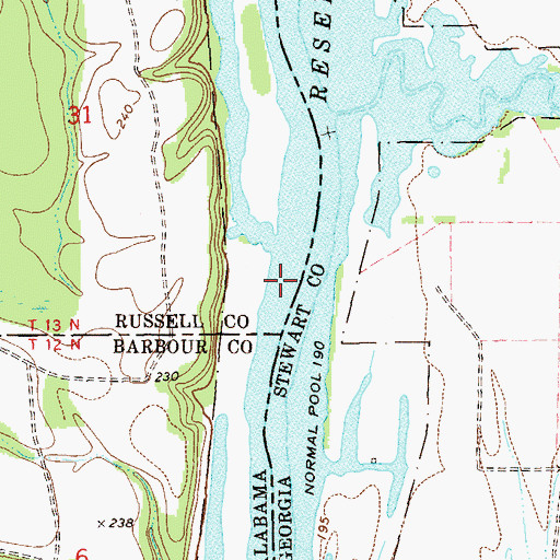 Topographic Map of Colonel Z Williams Landing (historical), AL