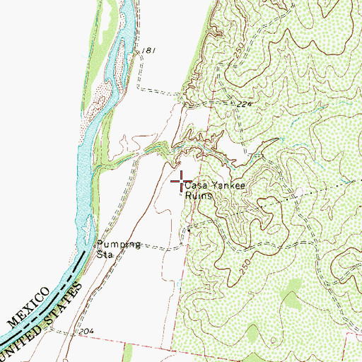 Topographic Map of Casa Yankee Ruins, TX