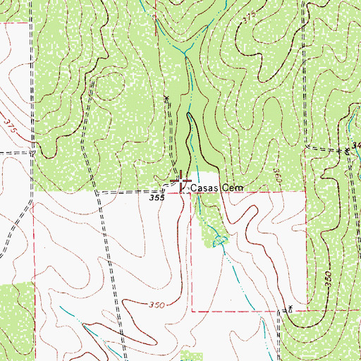 Topographic Map of Casas Cemetery, TX