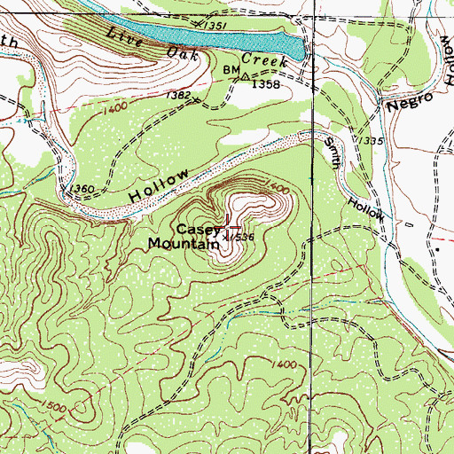 Topographic Map of Casey Mountain, TX