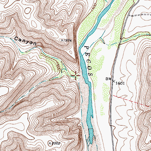 Topographic Map of Cash Canyon, TX