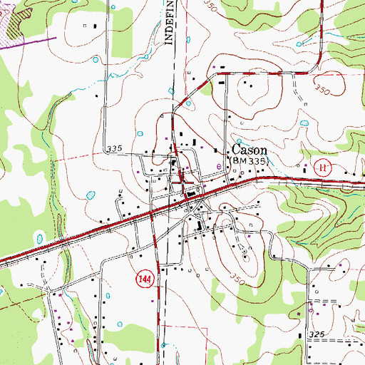 Topographic Map of Cason, TX