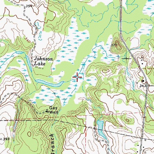 Topographic Map of Cass Branch, TX