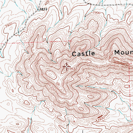 Topographic Map of Castle Mountain, TX
